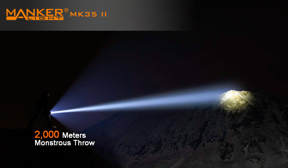 Manker MK35 II 6,000 Lumens 2,000 Meters Thrower King LUMINUS SBT90 GEN2 LED Flashlight (BATTERIES NOT INCLUDED)